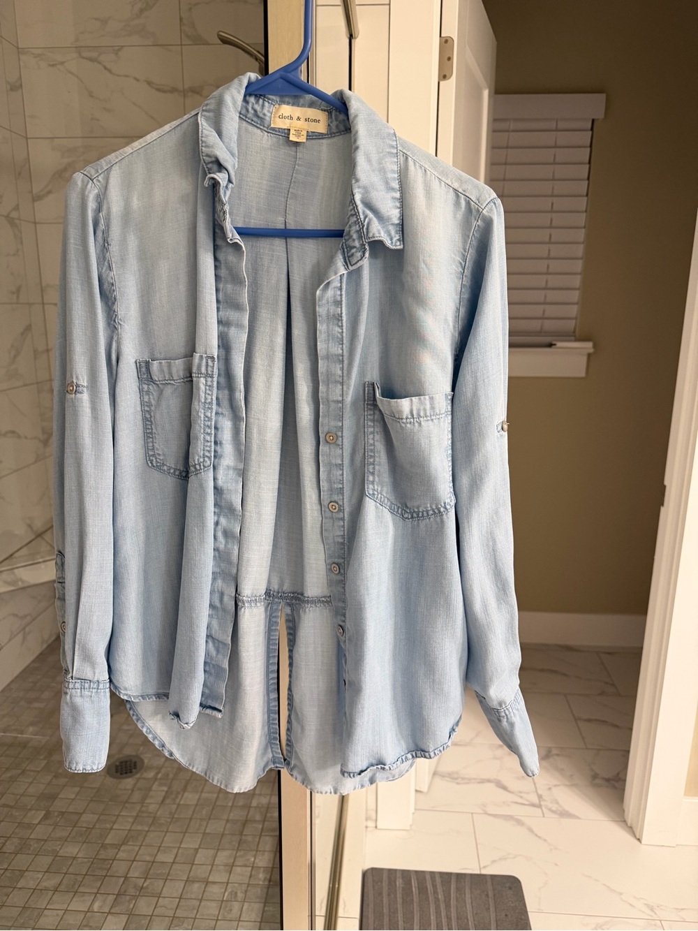 Anthropologie Cloth & Stone Light Blue Chambray Shirt
